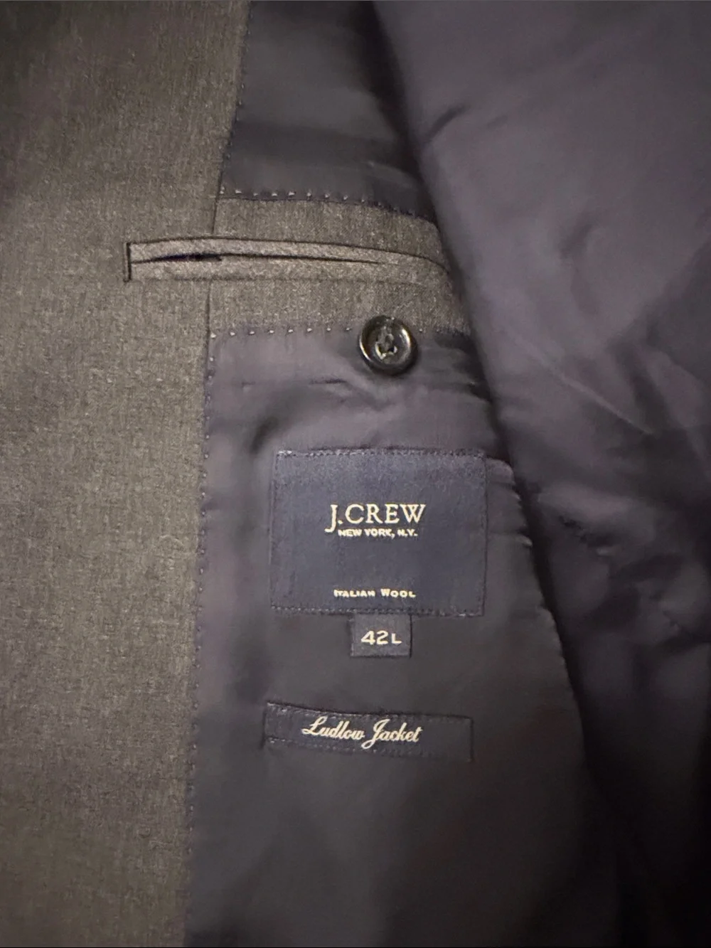 Loro Piana J Crew Ludlow Suit Jacket 42L Gray Italian Super 120s Wool Blazer